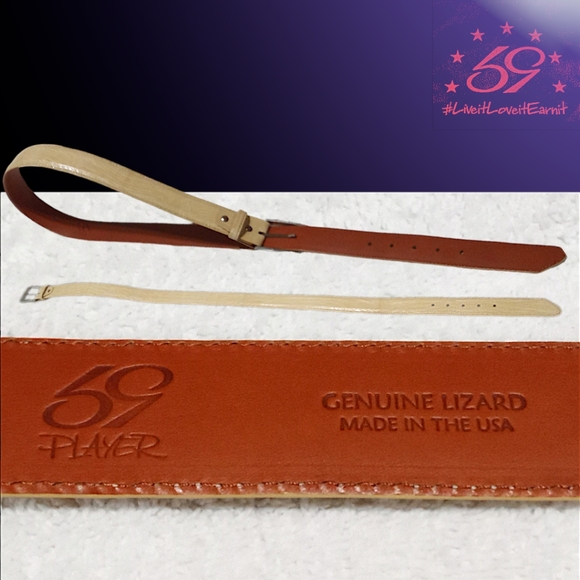 New 59 Belts | Customizable Handmade Genuine Lizard Belt | 40" Ivory | Made USA - Picture 6 of 16